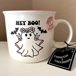 Cobwebs and Cauldrons Halloween Ghost Hey Boo Mug